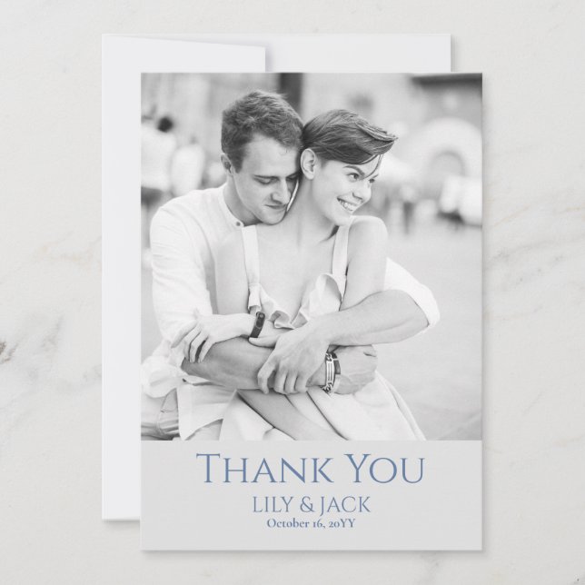 Chic Blue Gray Foto Overlay Danke-Card Dankeskarte (Vorderseite)