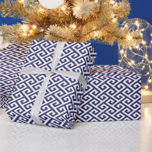 Chic Blue Greek Schlüssel geometrische Muster mon Geschenkpapier