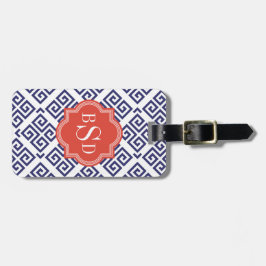 Chic Blue Greek Schlüssel geometrische Muster mono Gepäckanhänger