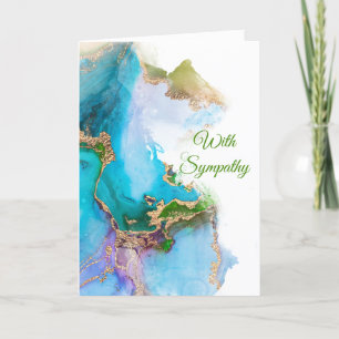 Chic Blue Green Gold Abstrakt Beileid Karte