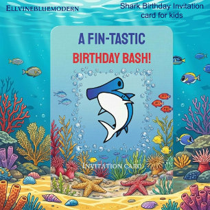 Chic Blue Hammerhai-Fintastische 10. Einladung