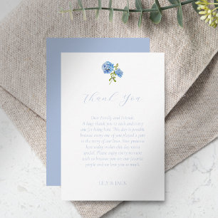 Chic Blue Hydrangea Wedding Dankeschön Card Dankeskarte