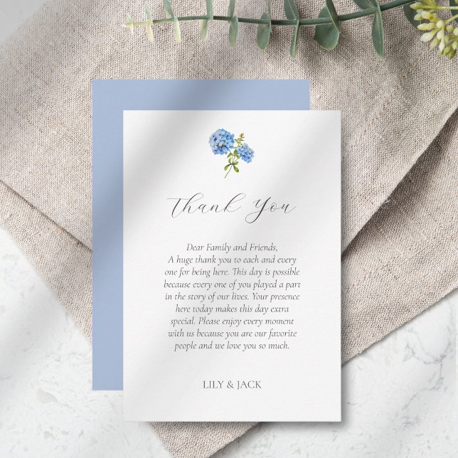 Chic Blue Hydrangea Wedding Dankeschön Card Dankeskarte (Von Creator hochgeladen)