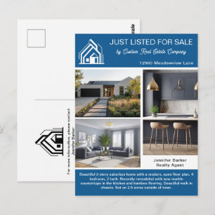 Chic Blue Immobilienunternehmen-Hausliste Postkarte