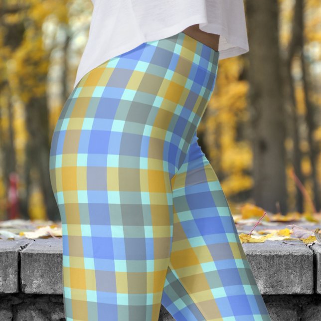 Chic Blue Karo Pattern Leggings (Chic Blue Check Pattern Leggings)