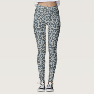 Chic Blue Leopard Druckmuster Leggings
