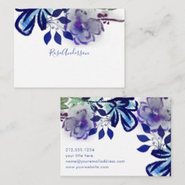 Chic Blue Lila Floral Typografie Mitteilungskarte
