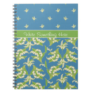 Chic Blue Lily-of-the-Vally Floral Spiral Notebook Notizblock