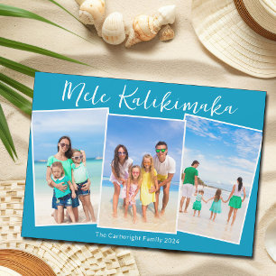 Chic Blue Mele Kalikimaka 3 Photo Magnet de Noël