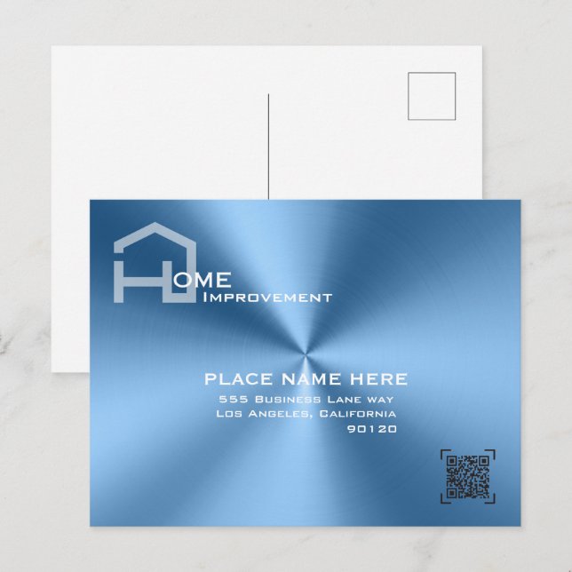 Chic Blue Metallic Modernes Business Postkarte (Vorne/Hinten)