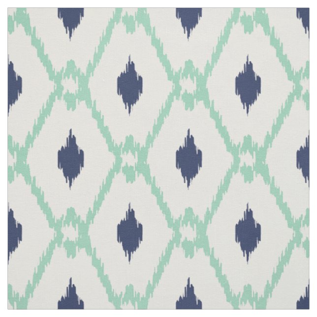Chic Blue Minze Tribal Diamant Muster Stoff (Muster)