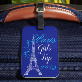 Chic Blue Paris Eiffel Tower Girls Tour Gepäckanhänger