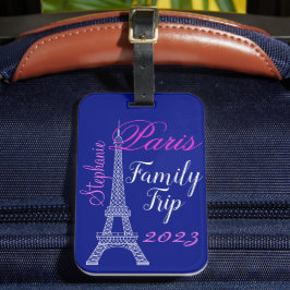 Chic Blue Paris Frankreich Eiffel Tower Familienau Gepäckanhänger