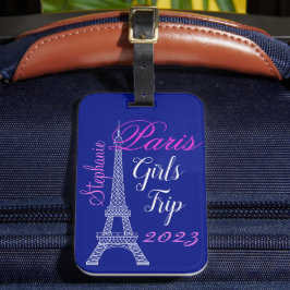 Chic Blue Paris Frankreich Eiffel Tower Girls Tour Gepäckanhänger