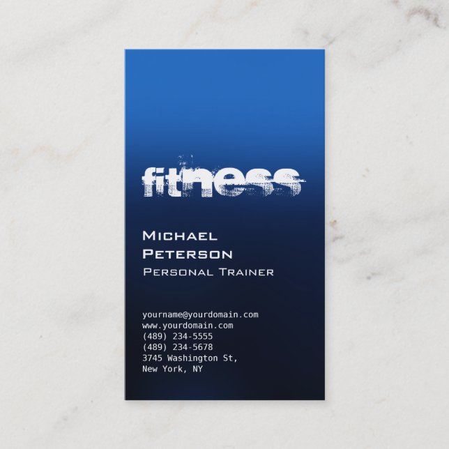Chic Blue Personal Trainer Carte de visite Fitness (Devant)