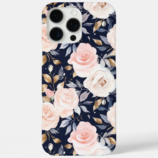 Chic Blue Pink Abstrakt Floral iPhone 16 Pro Max Hülle (Rückseite)