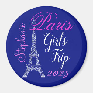 Chic Blue Pink Paris Eiffelturm Girls Tour Magnet
