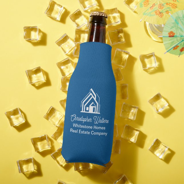 Chic Blue Real Estate Company Customized Realtor Flaschenkühler (In Situ Sommer)