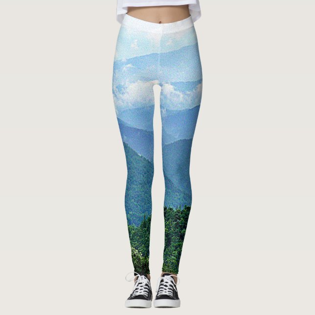 Chic Blue Ridge Mountains Fotografie Stilvolle Yog Leggings (Vorderseite)