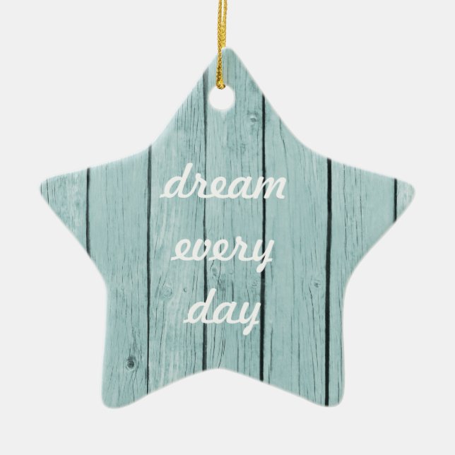 Chic Blue Rustic Wood Keramikornament (Vorne)