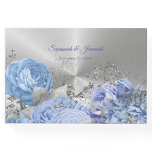 Chic Blue Silver Floral Anpassbare Hochzeit