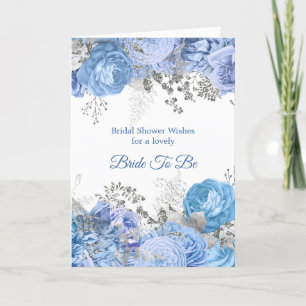 Chic Blue Silver Floral Brautparty Karte