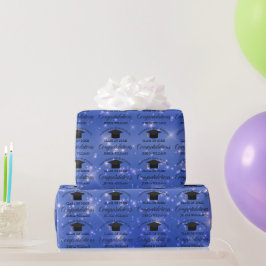 Chic Blue Sparkle Abschluss Chic Custom Graduate Geschenkpapier