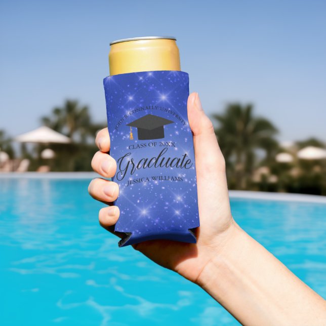 Chic Blue Sparkle Graduate Custom Graduate Party Selters Dosenkühler (In Situ Pool)