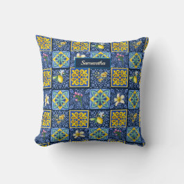 Chic Blue teal Sicilian citrus Mediterranean Kissen