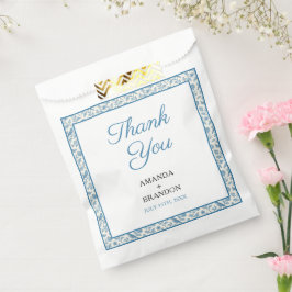 Chic Blue Toile de Jouy Floral Border Wedding Geschenktütchen