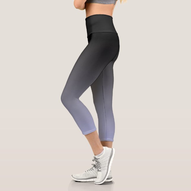 Chic Blue und Black Ombre Soft-Farbverlauf Capri Leggings (Links)