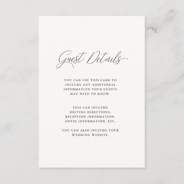 Chic Blue und Golden Cream Wedding Details Begleitkarte (Vorderseite)