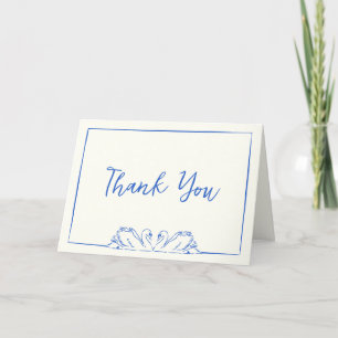 Chic Blue und Ivory Hand Drawn Swan Vielen Dank Dankeskarte