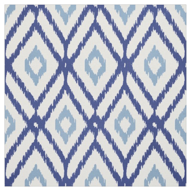 Chic blue und white ikat tribal diamond pattern stoff (Muster)