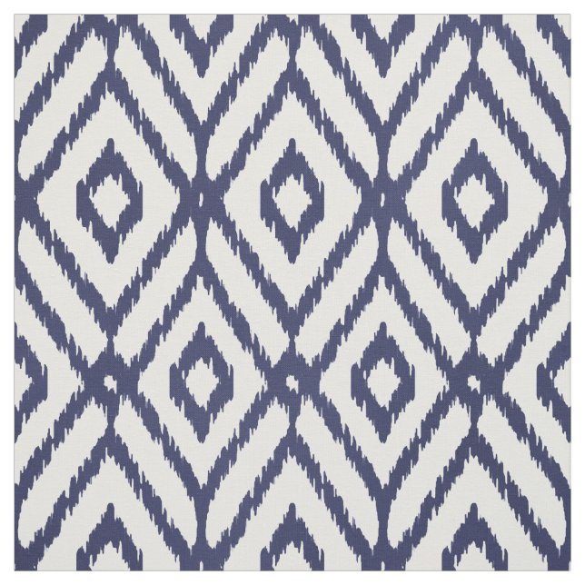 Chic blue und white ikat tribal diamond pattern stoff (Muster)