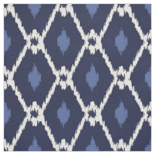 Chic blue und white ikat tribal diamond pattern stoff