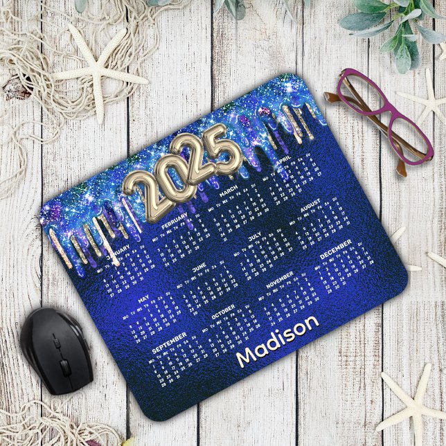 Chic blue unicorn dripping Glitzer 2025 Mousepad (Von Creator hochgeladen)