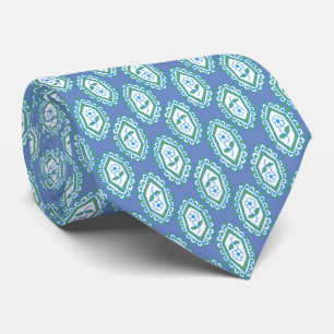 Chic Blue Vintag Periwinkle Blumenmuster Krawatte