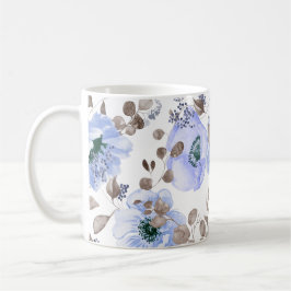 Chic Blue Watercolor-Blume Kaffeetasse