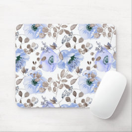 Chic Blue Watercolor-Blume Mousepad