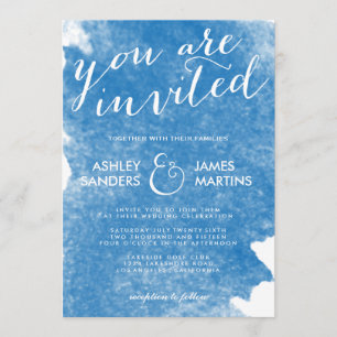CHIC BLUE WATERCOLOR WEDING INVITATION EINLADUNG