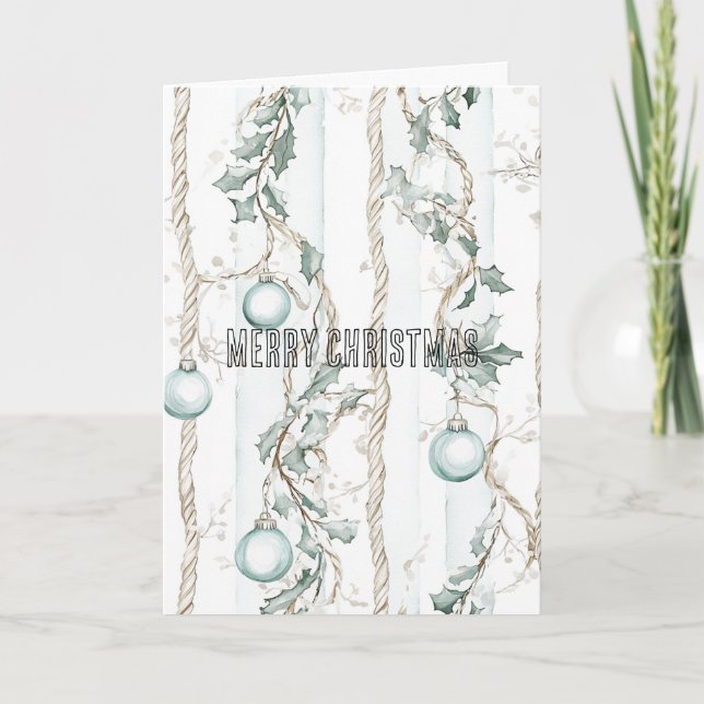 Chic Blue Weihnachtsschmuck Karte (Vorderseite)