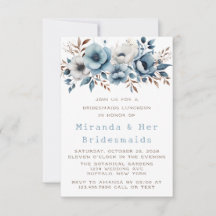Chic Blue White Blume Bridesmaids Luncheon