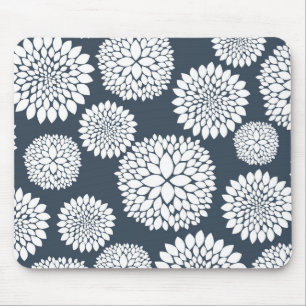 Chic Blue White Blume Mousepad