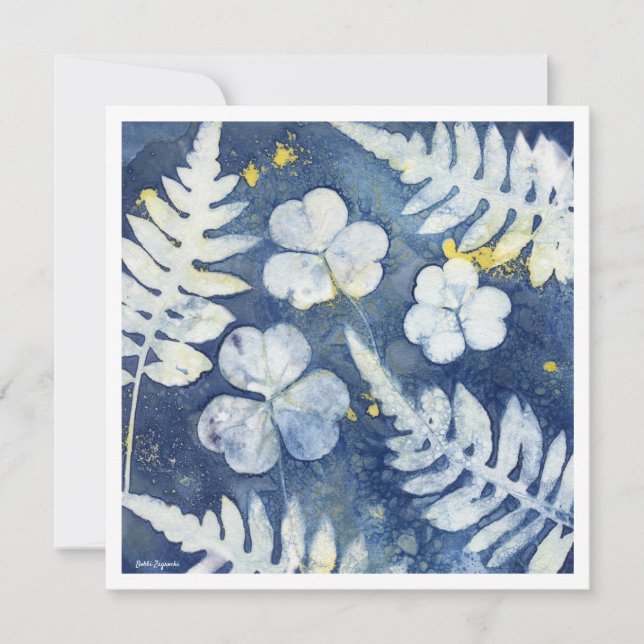 Chic Blue White Botanic Personalisierte Mitteilung Mitteilungskarte (Vorderseite)