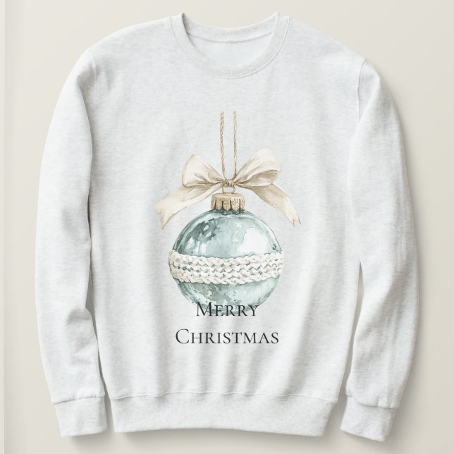 Chic Blue White Bow Ornament Sweatshirt (Design vorne)