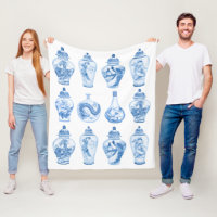 Chic Blue White Chinoiserie Porcelain Ginger Jars