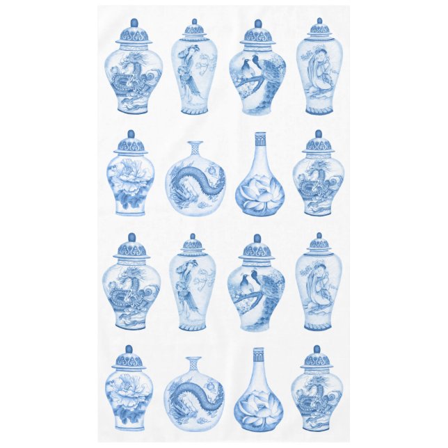Chic Blue White Chinoiserie Porcelain Ginger Jars Tischdecke (Vorderseite)