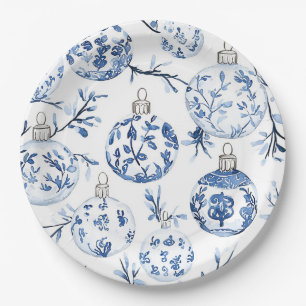 Chic Blue White Christmas Ornaments Pappteller
