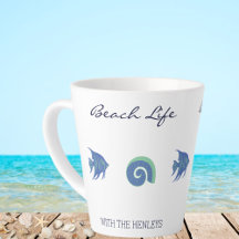 Chic Blue White Fish und Muschel Family Beach Hous